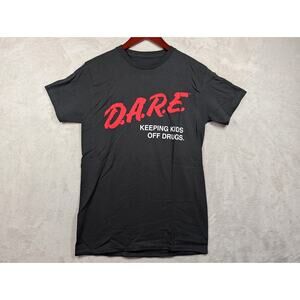 Dare D.A.R.E. Keeping Kids Off Drugs Black T-Shirt SMALL Y2K